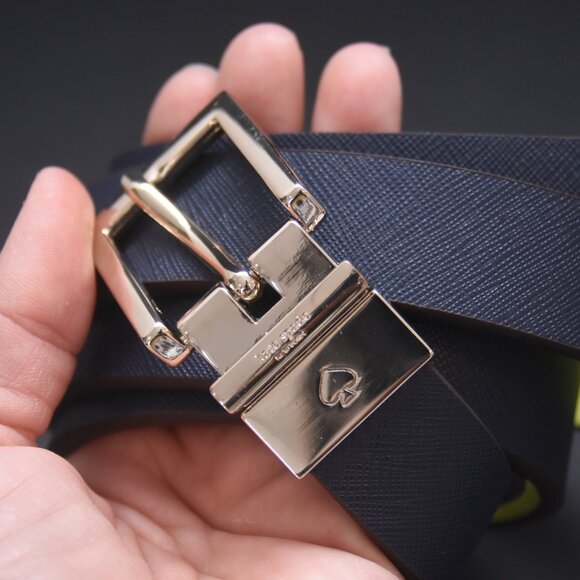 Kate Spade Navy Blue Belt w/Silver Ace Buckle Genuine Leather Large - Picture 5 of 7